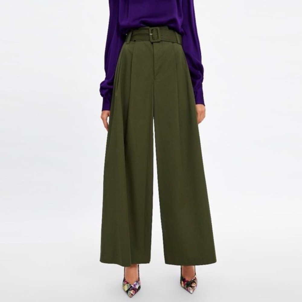 ZARA Wide Leg Belted Pants